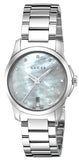 Gucci G Timeless Diamonds Mother of Pearl Dial Silver Steel Strap Watch For Women - YA126542 Buy Now By Gucci