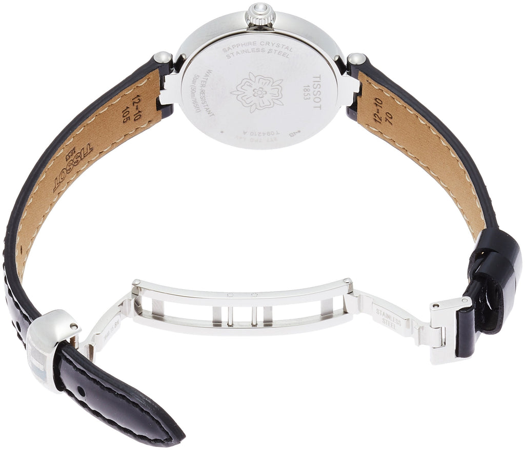 Tissot T Lady Flamingo Mother of Pearl White Dial Black Leather Strap Watch for Women - T094.210.16.111.00 Buy Now By Tissot