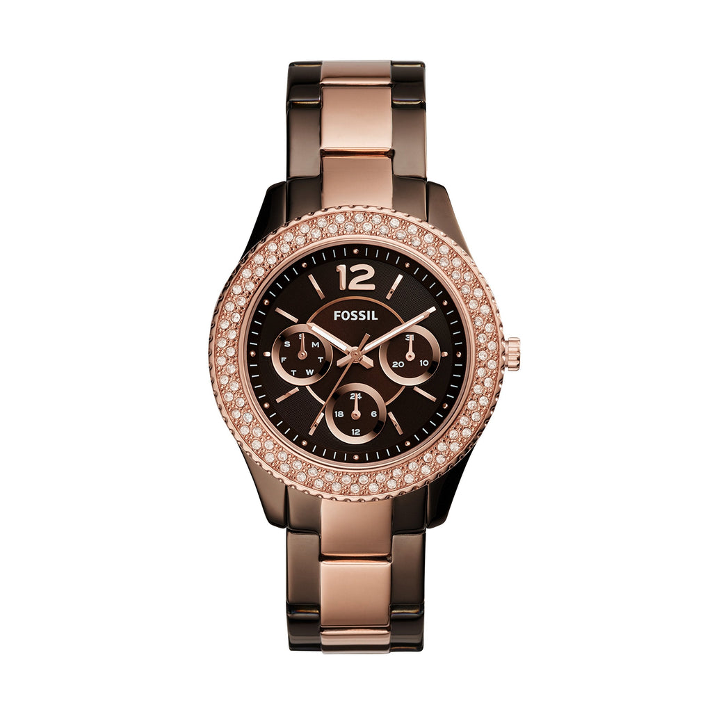 Fossil Stella Multifunction Brown Dial Two Tone Steel Strap Watch for Women - ES4079 Buy Now By Fossil