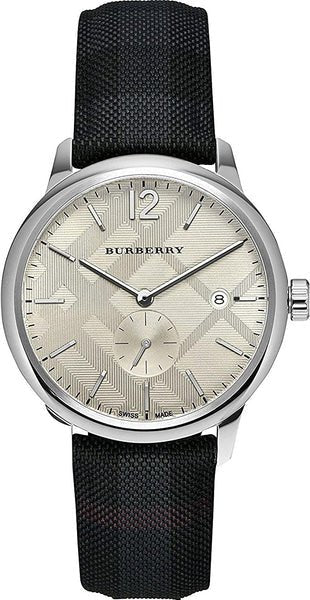 Burberry Classic Round Cream Dial Black Leather Strap Watch for Men - BU10008 Buy Now By Burberry