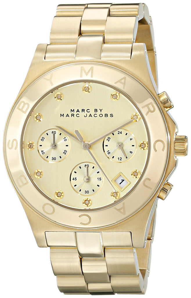 Marc Jacobs Blade Chronograph Gold Dial Gold Steel Strap Watch for Women - MBM3101 Buy Now By Marc Jacobs