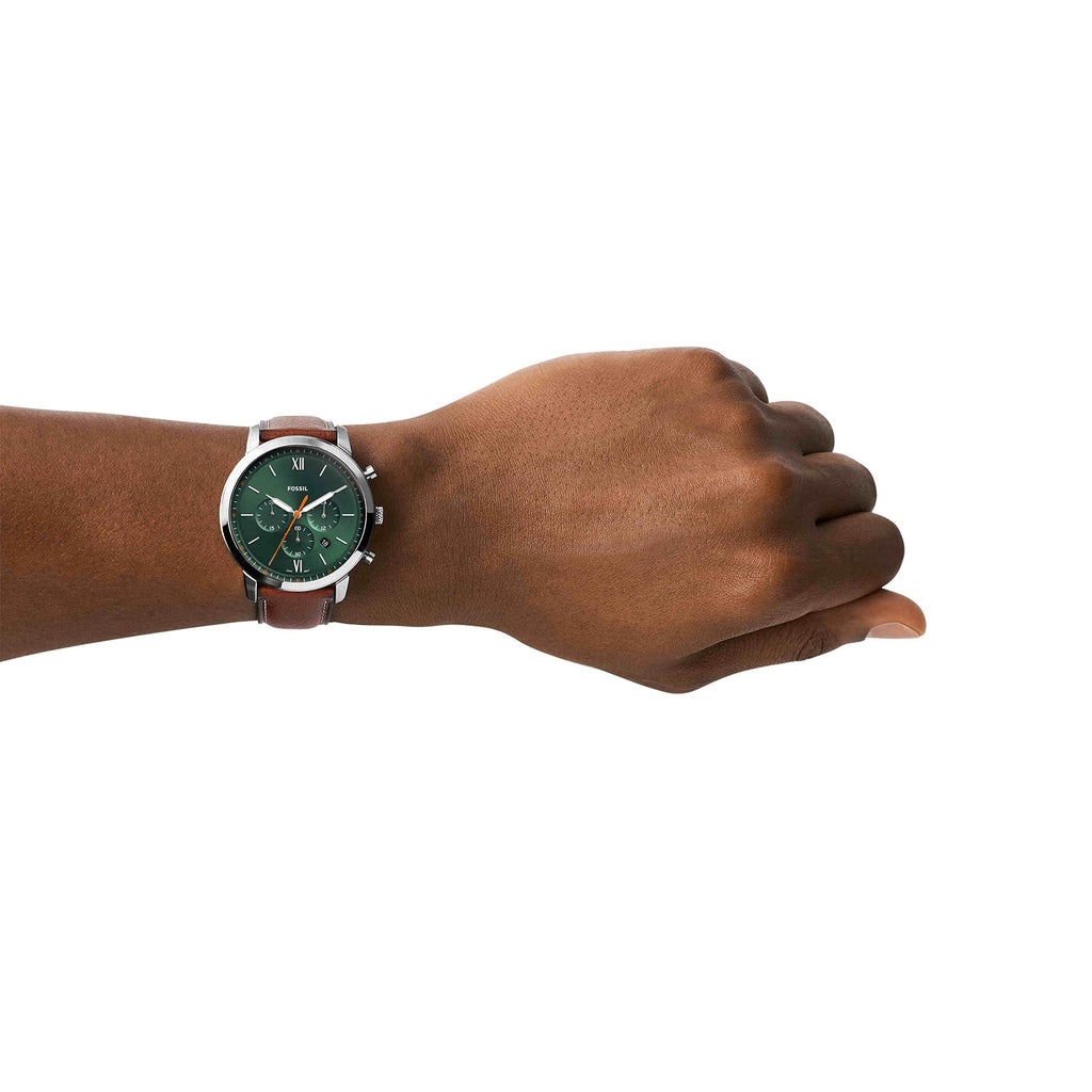 Fossil Neutra Chronograph Green Dial Brown Leather Strap Watch for Men - FS5735 Buy Now By Fossil
