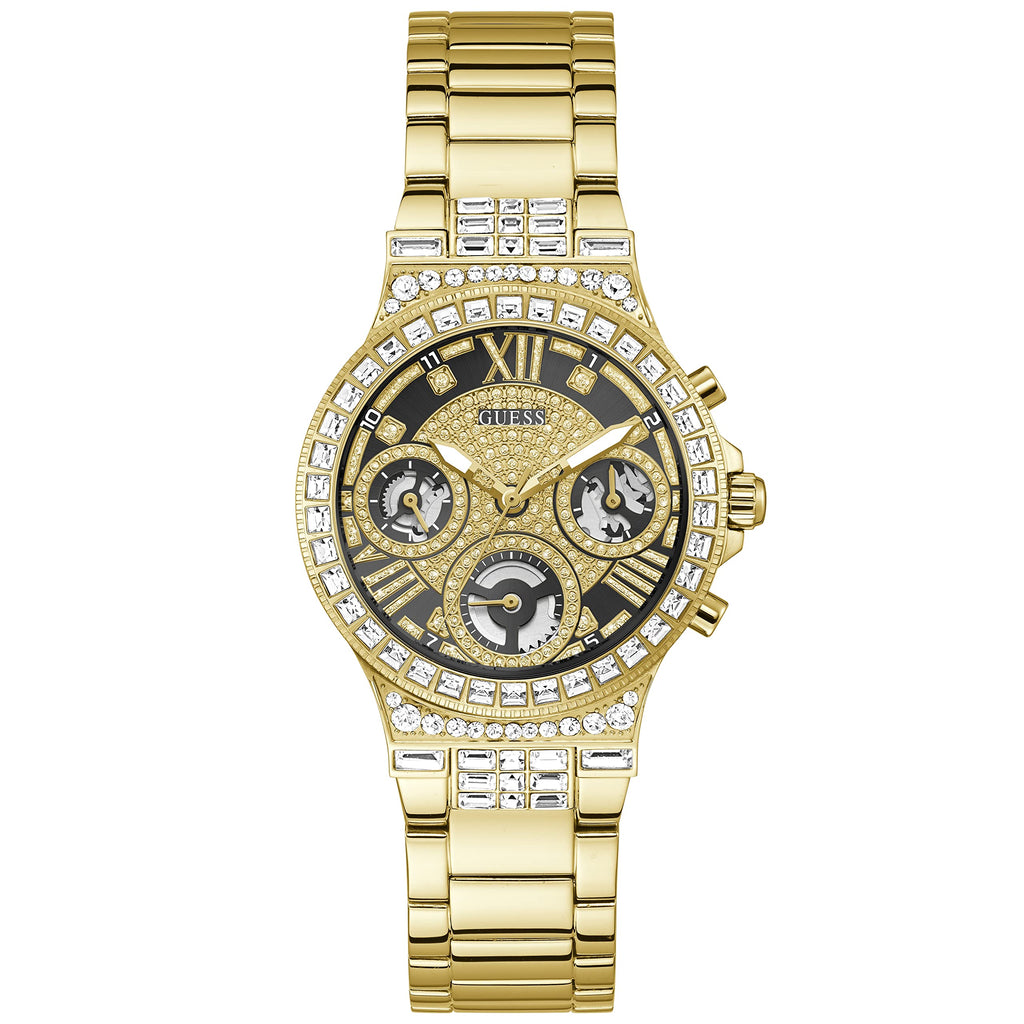 Guess Moonlight Diamonds Gold Dial Gold Steel Strap Watch for Women - GW0320L5 Buy Now By Guess