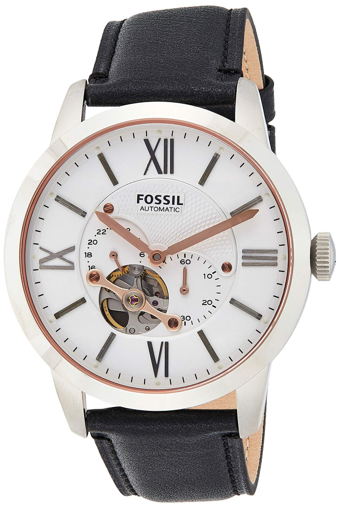 Fossil Townsman Automatic White Dial Black Leather Strap Watch for Men - ME3104 Buy Now By Fossil