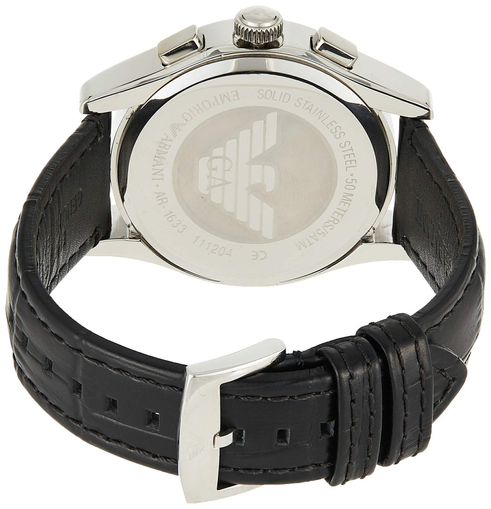Emporio Armani Valente Chronograph Black Dial Black Leather Strap Watch For Men - AR1633 Buy Now By Emporio Armani