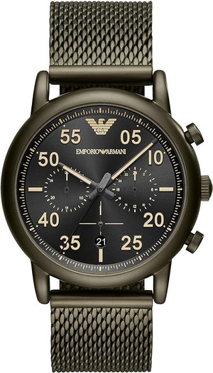 Emporio Armani Luigi Quartz Chronograph Black Dial Green Mesh Bracelet Watch For Men - AR11115 Buy Now By Emporio Armani