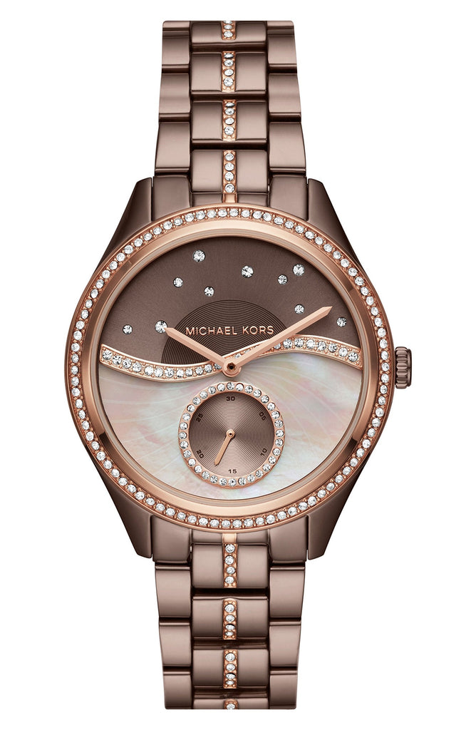Michael Kors Lauryn Rose Gold Dial Brown Steel Strap Watch for Women - MK3757 Buy Now By Michael Kors