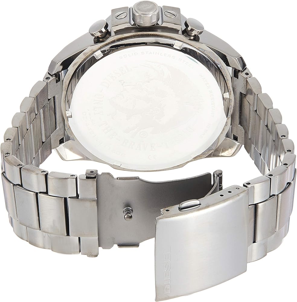 Diesel Mega Chief Chronograph Grey Dial Grey Steel Strap Watch For Men - DZ4421 Buy Now By Diesel