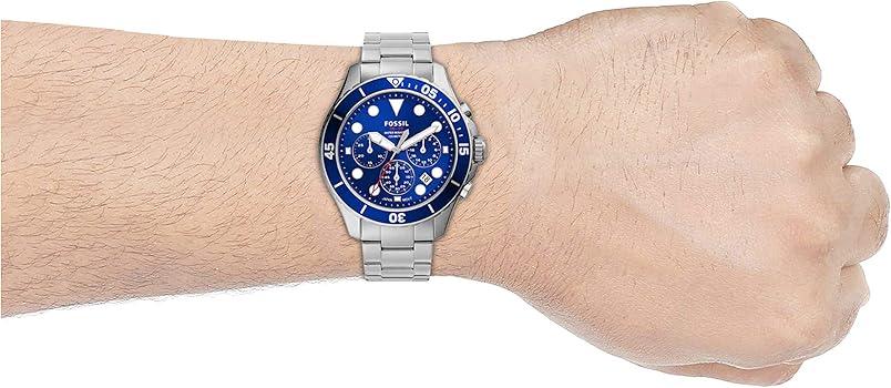 Fossil FB-03 Chronograph Blue Dial Silver Steel Strap Watch for Men - FS5724 Buy Now By Fossil