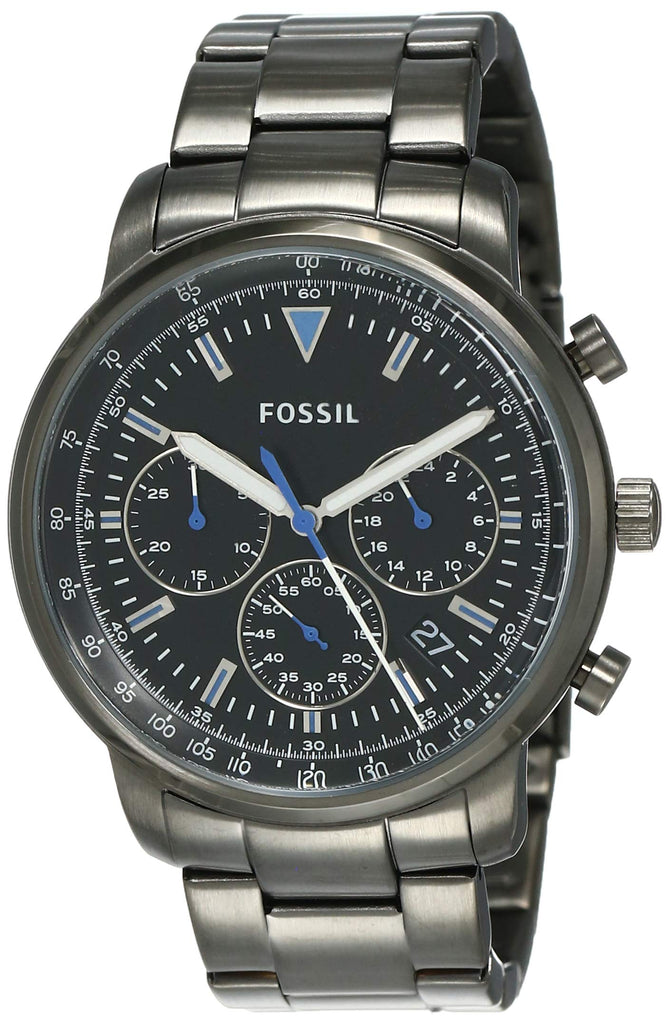 Fossil Goodwin Chrono Analog Black Dial Grey Steel Strap Watch for Men - FS5518 Buy Now By Fossil