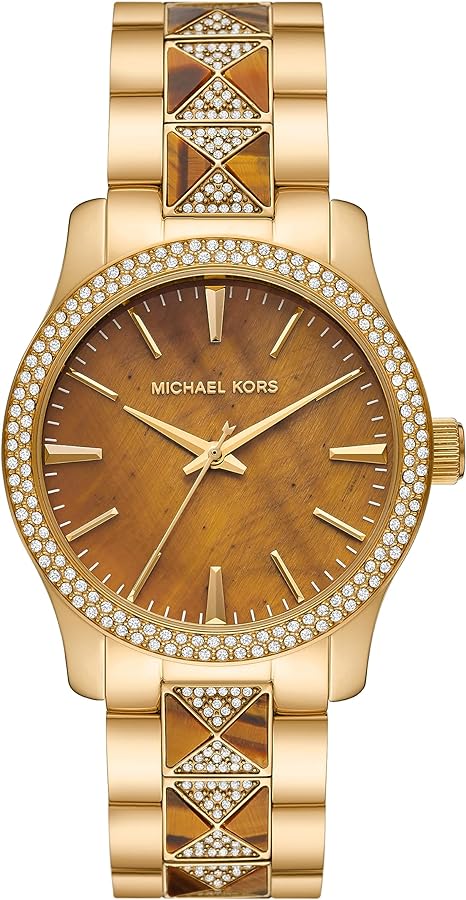Michael Kors Runway Three Hand Brown Dial Two Tone Steel Strap Watch For Women - MK7389 Buy Now By Michael Kors