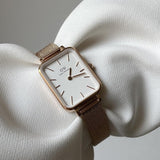 Daniel Wellington Quadro Melrose White Dial Gold Mesh Strap Watch For Women - DW00100431 Buy Now By Daniel Wellington