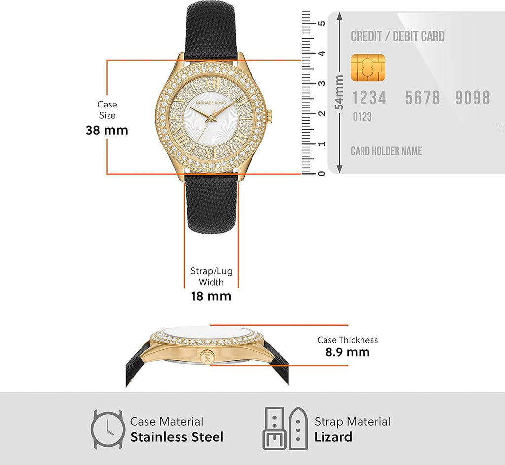 Michael Kors Harlowe Analog White Dial Black Leather Strap Watch For Women - MK2988 Buy Now By Michael Kors