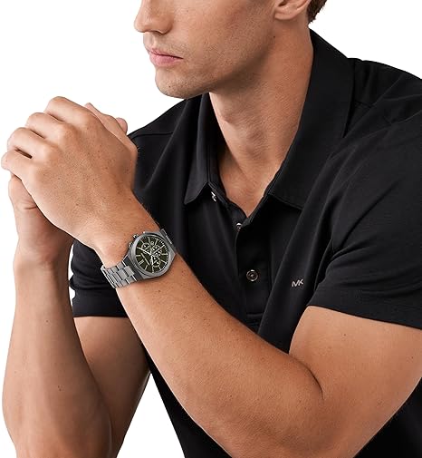 Michael Kors Lennox Chronograph Black Dial Grey Steel Strap Watch For Men - MK9118 Buy Now By Michael Kors