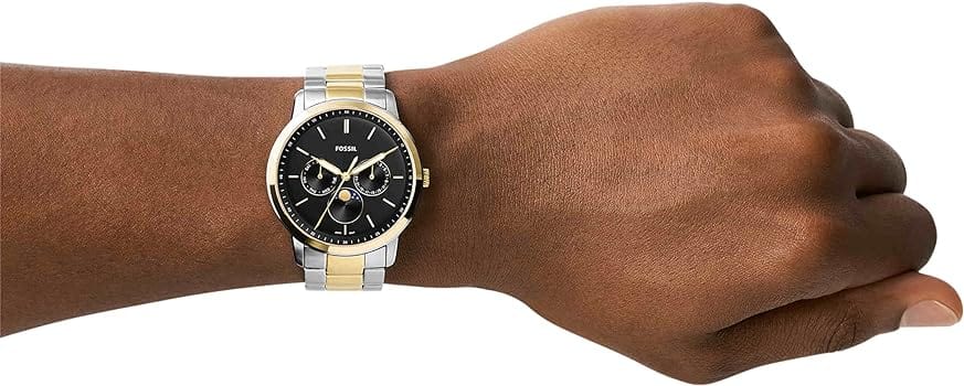 Fossil Neutra Moonphase Multifunction Black Dial Two Tone Steel Strap Watch for Men - FS5906 Buy Now By Fossil