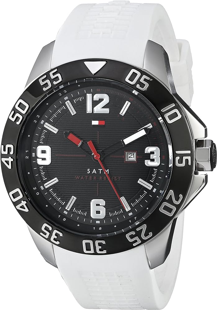 Tommy Hilfiger Sport Black Dial White Rubber Strap Watch for Men - 1790986 Buy Now By Tommy Hilfiger