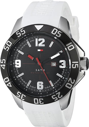 Tommy Hilfiger Sport Black Dial White Rubber Strap Watch for Men - 1790986 Buy Now By Tommy Hilfiger
