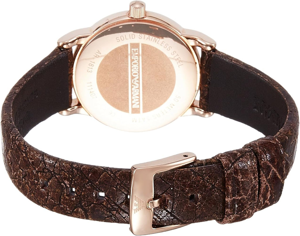 Emporio Armani Classic Analog Grey Dial Brown Leather Strap Watch For Men - AR1813 Buy Now By Emporio Armani