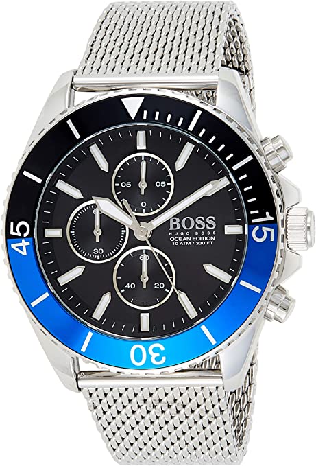 Hugo Boss Ocean Edition Black Dial Silver Mesh Strap Watch for Men - 1513742 Buy Now By Hugo Boss