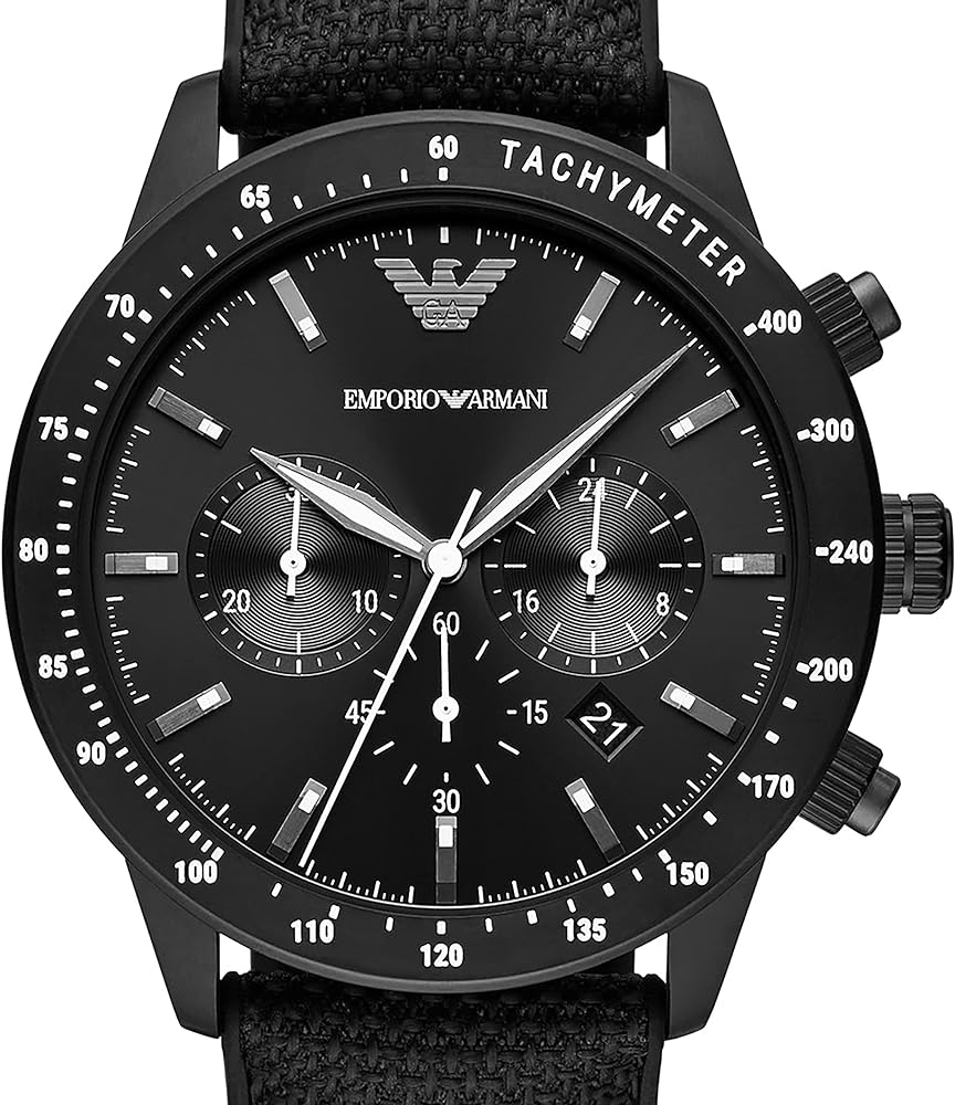 Emporio Armani Mario Chronograph Quartz Black Dial Black Nylon Strap Watch For Men - AR11453 Buy Now By Emporio Armani