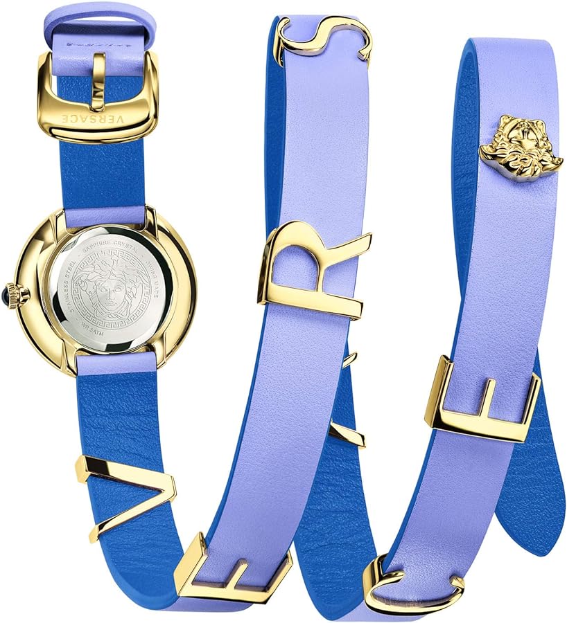 Versace V-Flare Silver Dial Purple Leather Strap Watch for Women - VEBN00318 Buy Now By Versace