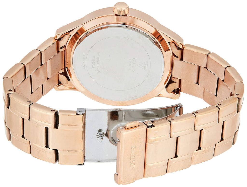 Guess Bedazzle Diamonds Silver Dial Rose Gold Steel Strap Watch For Women - W1097L3 Buy Now By Guess