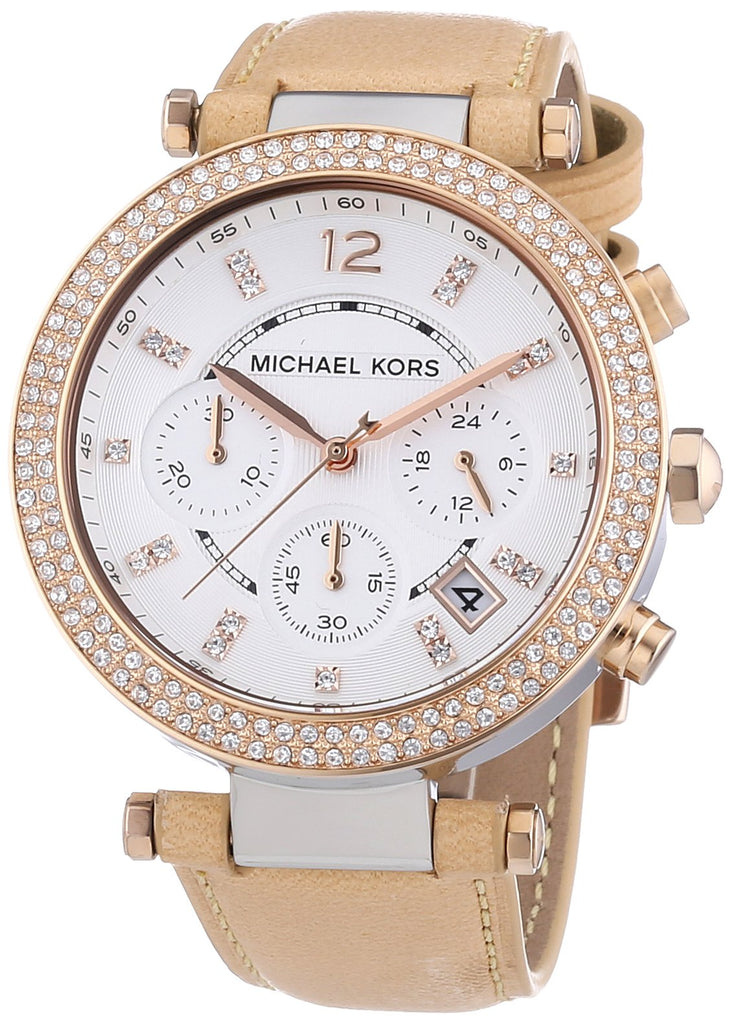 Michael Kors Parker Chronograph White Dial Tan Leather Strap Watch for Women - MK5633 Buy Now By Michael Kors
