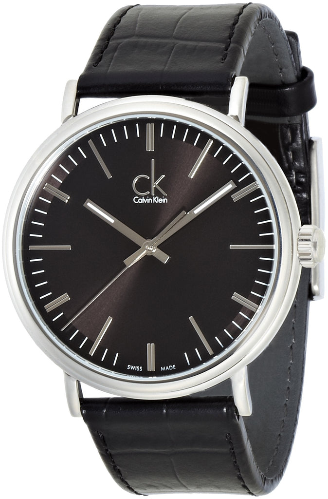 Calvin Klein Surround Black Dial Black Leather Strap Watch for Men - K3W211C1 Buy Now By Calvin Klein