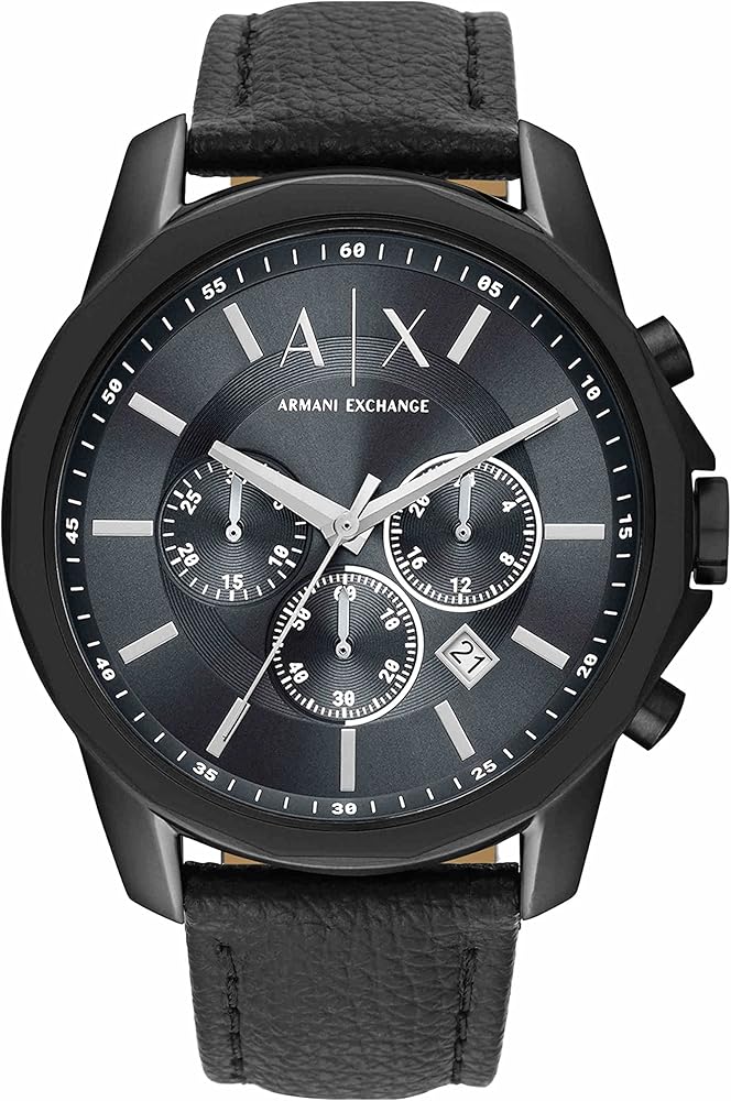 Armani Exchange Banks Chronograph Black Dial Black Leather Strap Watch For Men - AX1724 Buy Now By Armani Exchange