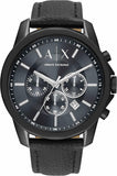 Armani Exchange Banks Chronograph Black Dial Black Leather Strap Watch For Men - AX1724 Buy Now By Armani Exchange