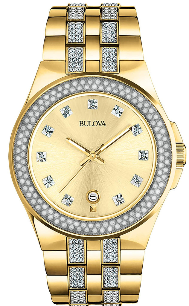 Bulova Crystal Collection Champagne Dial Two Tone Steel Strap Watch for Women - 98B174 Buy Now By Bulova
