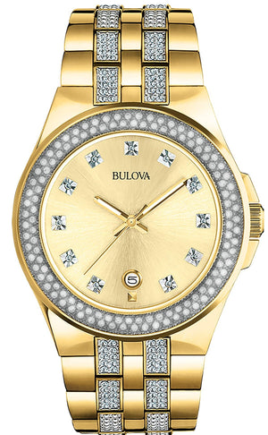 Bulova Crystal Collection Champagne Dial Two Tone Steel Strap Watch for Women - 98B174 Buy Now By Bulova