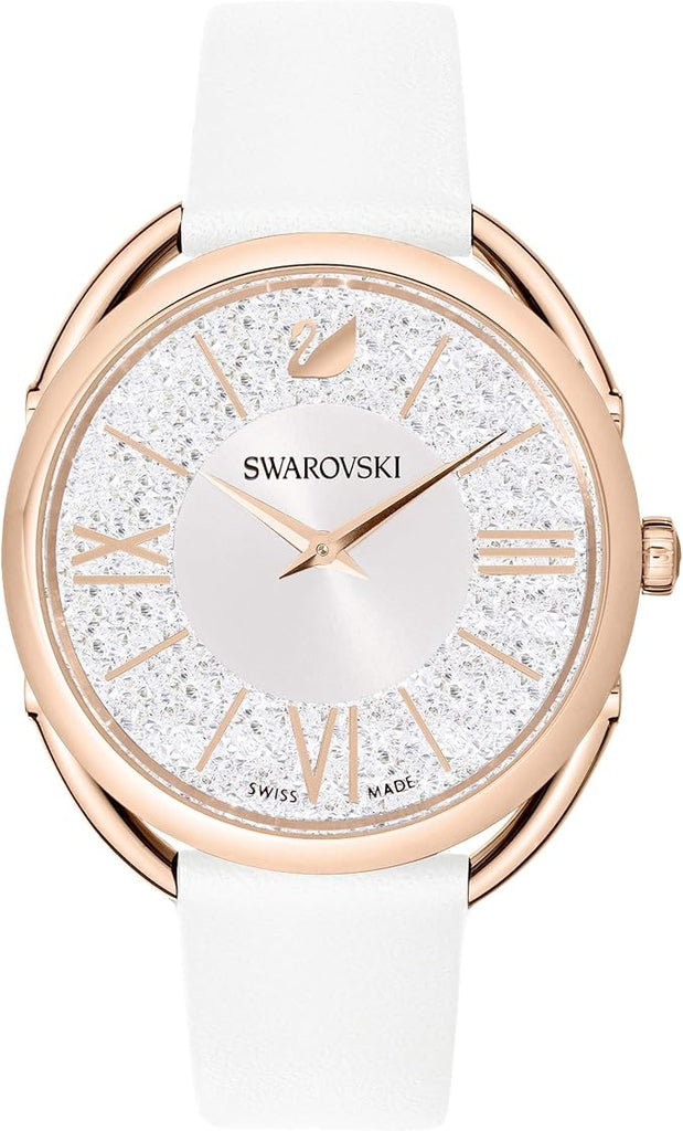 Swarovski Crystalline Glam Silver Dial White Leather Strap Watch for Women - 5452459 Buy Now By Swarovski