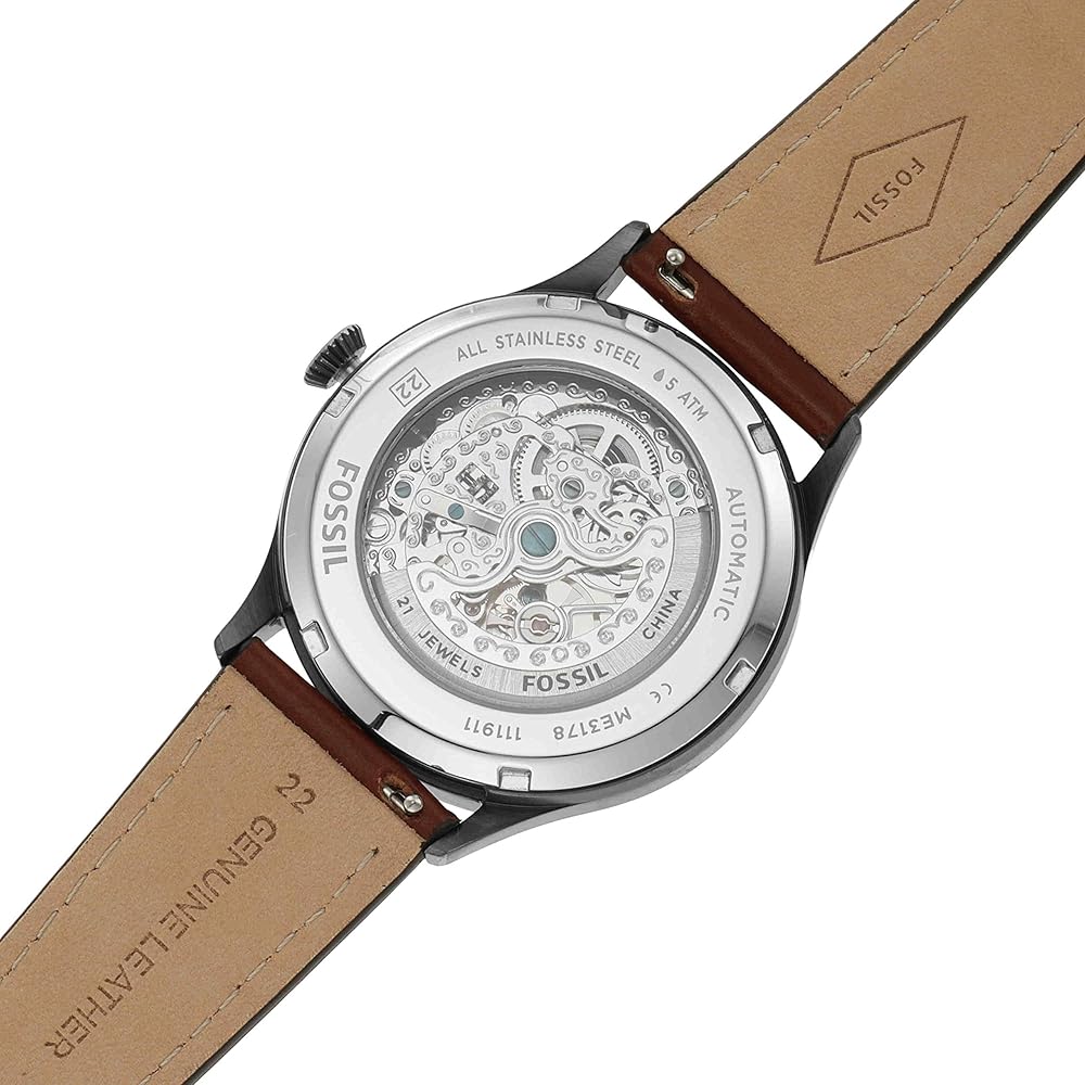 Fossil Forrester Automatic Skeleton Grey Dial Brown Leather Strap Watch for Men - ME3178 Buy Now By Fossil