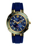 Versace V Extreme Chronograph Blue & Gold Tone Dial Blue Rubber Strap Watch for Men - VCN010017 Buy Now By Versace