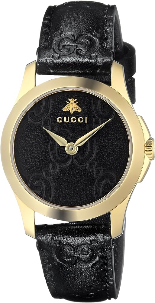 Gucci G Timeless Quartz Black Dial Black Leather Strap Watch For Women - YA126581A Buy Now By Gucci