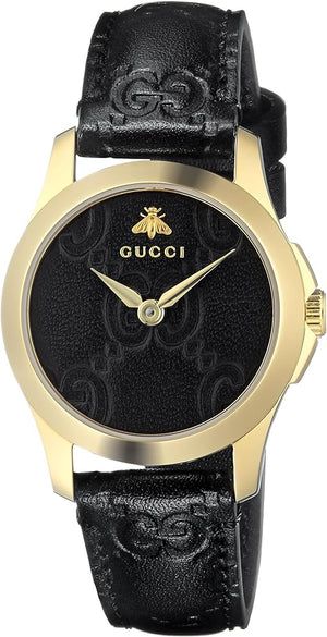 Gucci G Timeless Quartz Black Dial Black Leather Strap Watch For Women - YA126581A Buy Now By Gucci