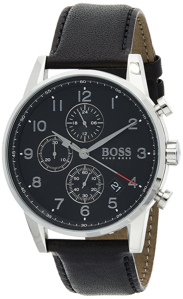 Hugo Boss Navigator Black Dial Black Leather Strap Watch for Men - 1513678 Buy Now By Hugo Boss