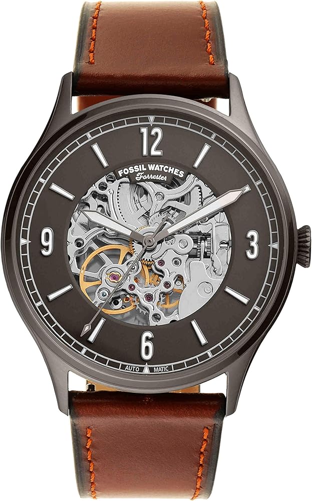 Fossil Forrester Automatic Skeleton Grey Dial Brown Leather Strap Watch for Men - ME3178 Buy Now By Fossil
