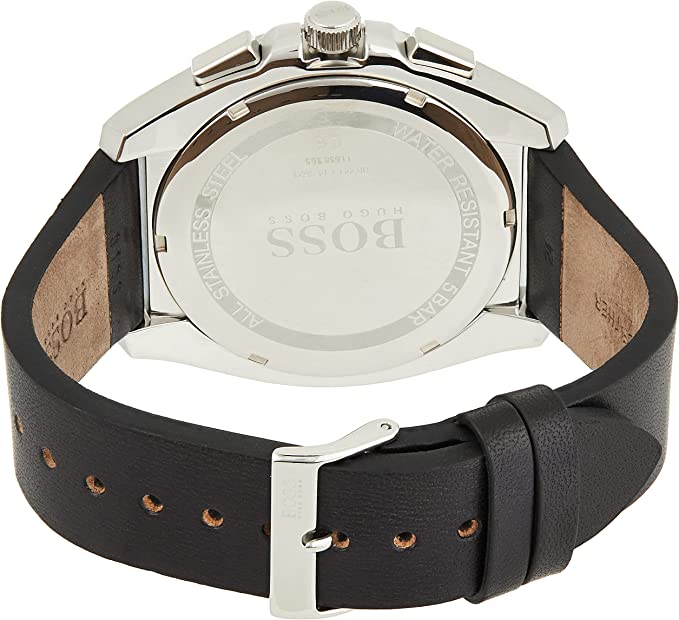 Hugo Boss Grandmaster Chronograph Black Dial Black Leather Strap Watch for Men - 1513881 Buy Now By Hugo Boss
