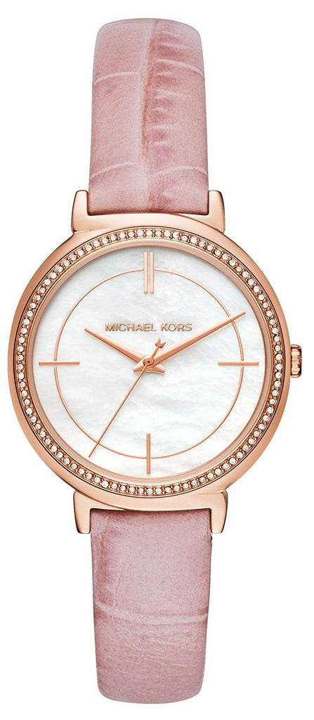 Michael Kors Cinthia Mother of Pearl Dial Pink Leather Strap Watch for Women - MK2663 Buy Now By Michael Kors