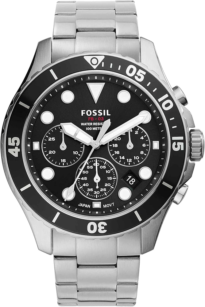 Fossil FB-03 Chronograph Black Dial Silver Steel Strap Watch for Men - FS5725 Buy Now By Fossil