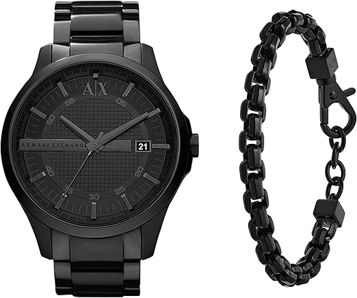 Armani Exchange Hampton Chronograph Black Dial Black Steel Strap Watch For Men - AX2104 Buy Now By Armani Exchange