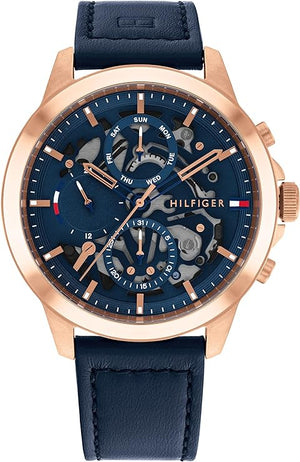 Tommy Hilfiger Henry Chronograph Quartz Blue Dial Blue Leather Strap Watch For Men - 1710475 Buy Now By Tommy Hilfiger