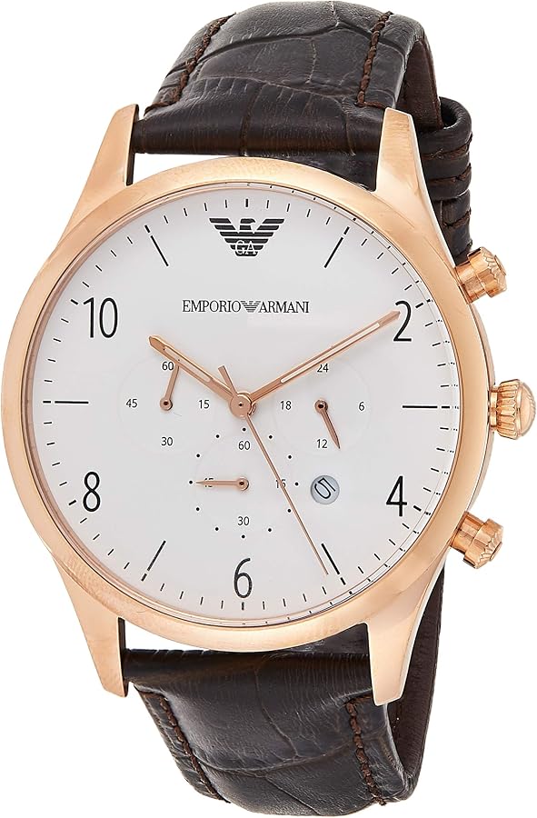 Emporio Armani Beta Chronograph White Dial Brown Leather Strap Watch For Men - AR1916 Buy Now By Emporio Armani