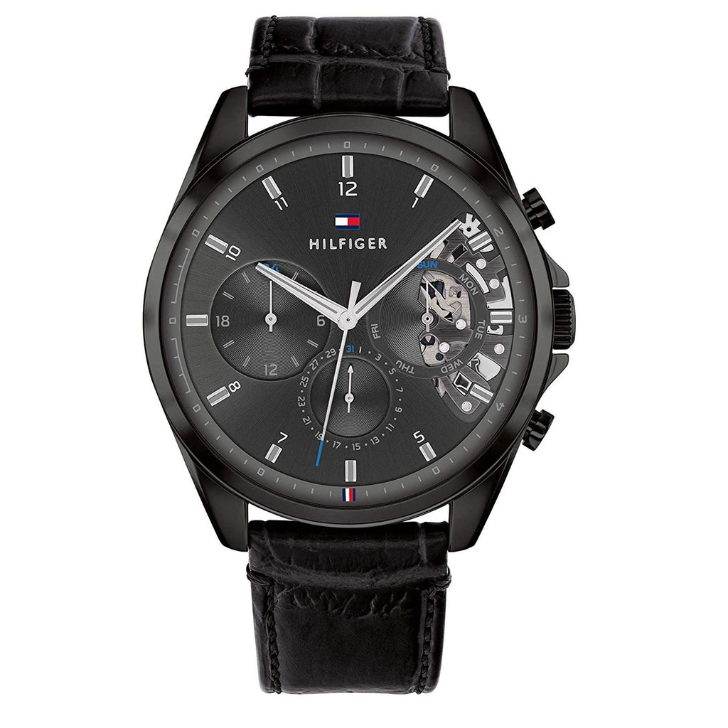 Tommy Hilfiger Baker Chronograph Black Dial Black Leather Strap Watch For Men - 1710452 Buy Now By Tommy Hilfiger