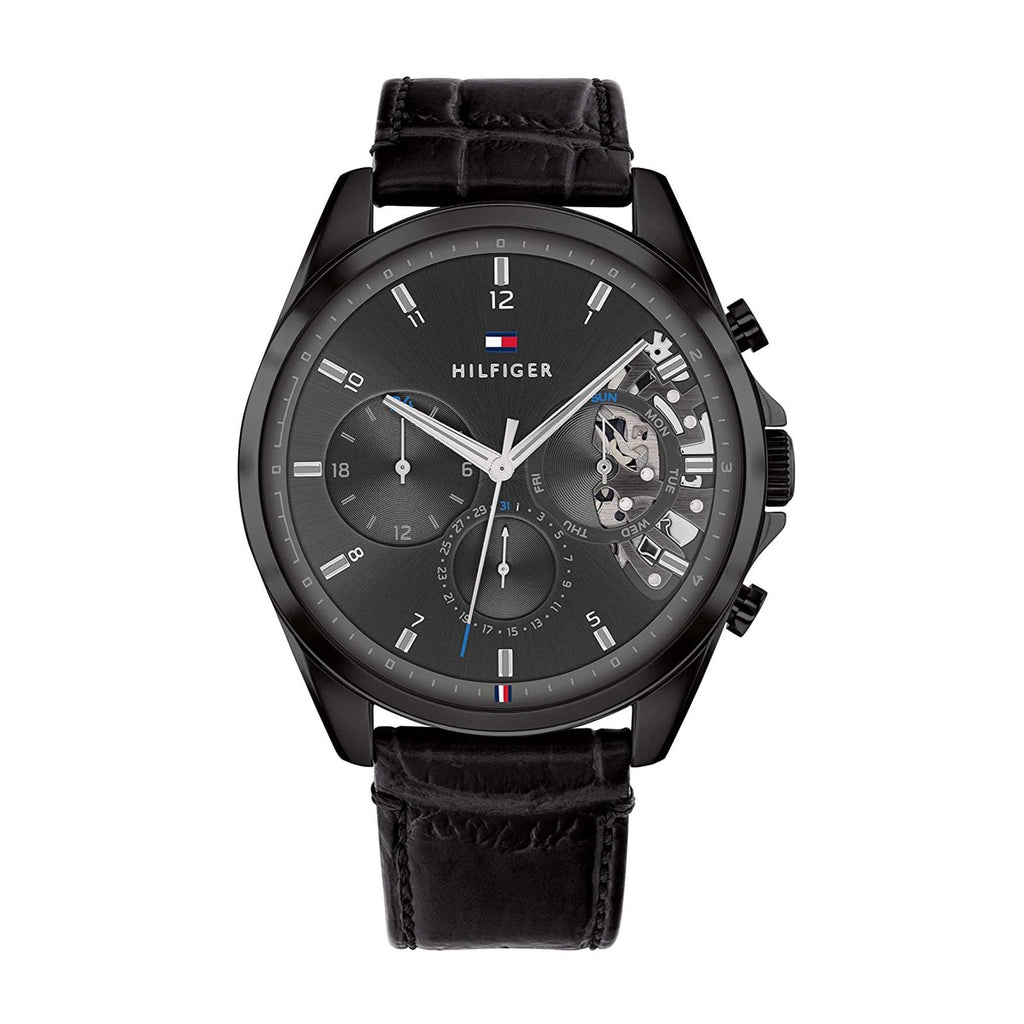 Tommy Hilfiger Baker Chronograph Black Dial Black Leather Strap Watch For Men - 1710452 Buy Now By Tommy Hilfiger