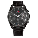 Tommy Hilfiger Baker Chronograph Black Dial Black Leather Strap Watch For Men - 1710452 Buy Now By Tommy Hilfiger