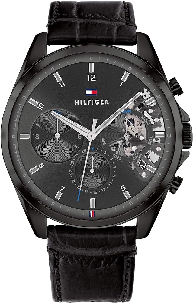 Tommy Hilfiger Baker Chronograph Black Dial Black Leather Strap Watch For Men - 1710452 Buy Now By Tommy Hilfiger