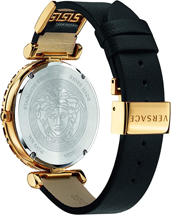 Versace Palazzo Empire Greca Black Dial Black Leather Strap Watch for Women - VEDV00119 Buy Now By Versace